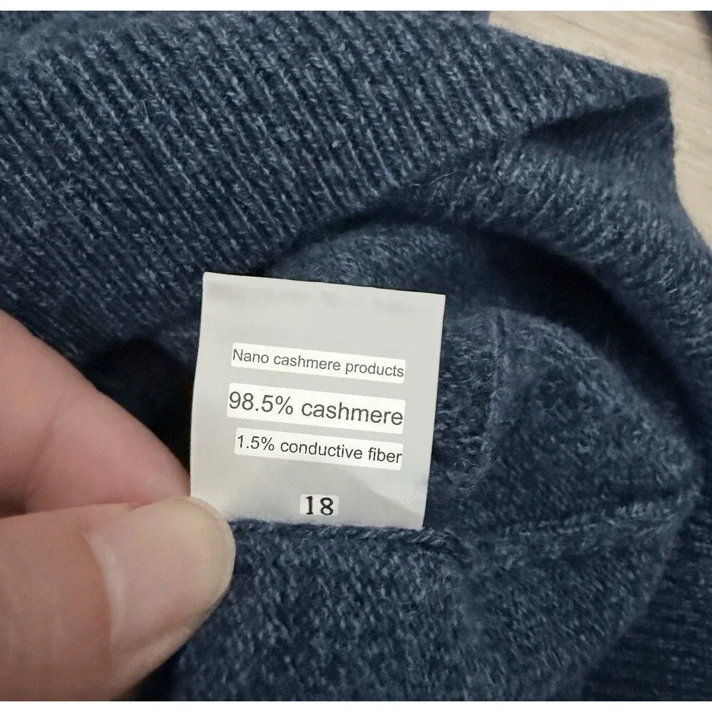 NWT Cashmere Tech V-Neck Sweater Windowpane Blue Men's L XL ERDOS Grandpa Preppy